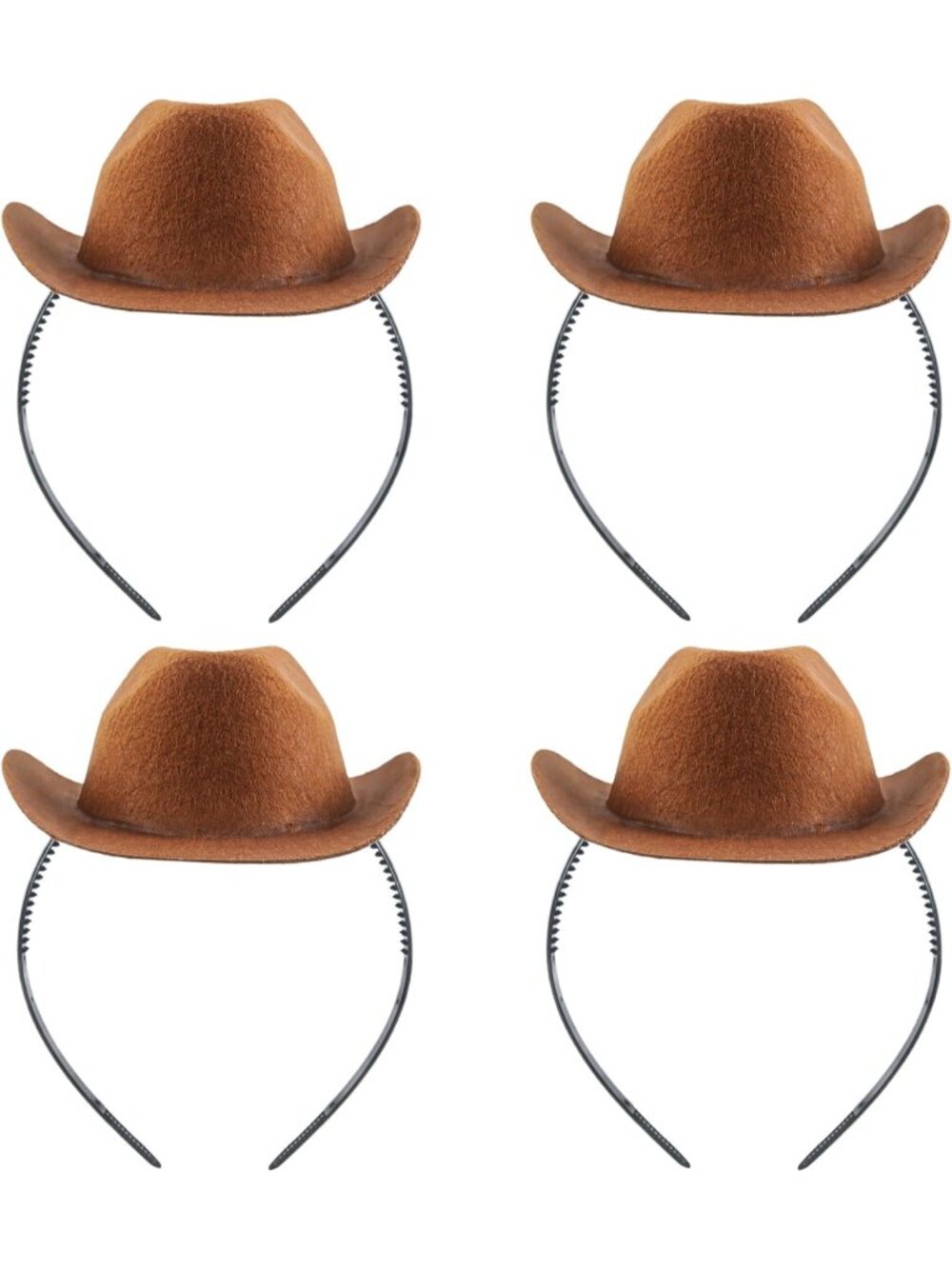 Kids Brown Plastic Western Cowgirl Cowboy Hat Headband 4 Pack